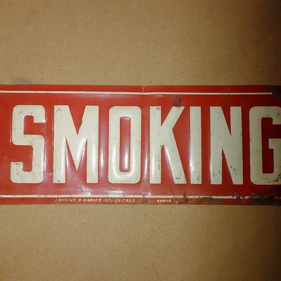 Vintage No Smoking Metal Sign Lansing B Warner Inc Chicago Red  White Decor - Picture 4 of 16